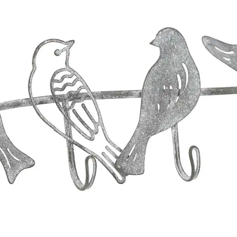 Willow & Silk Grey 32cm Bird Family 5 Wall Hook Coat/Scarf Organiser