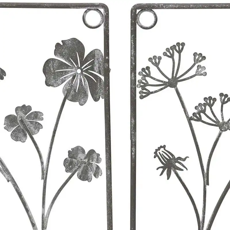 Willow & Silk Metal 20.5cm Set of 2 Plant in Pot w/ Bird Grey Wall Art