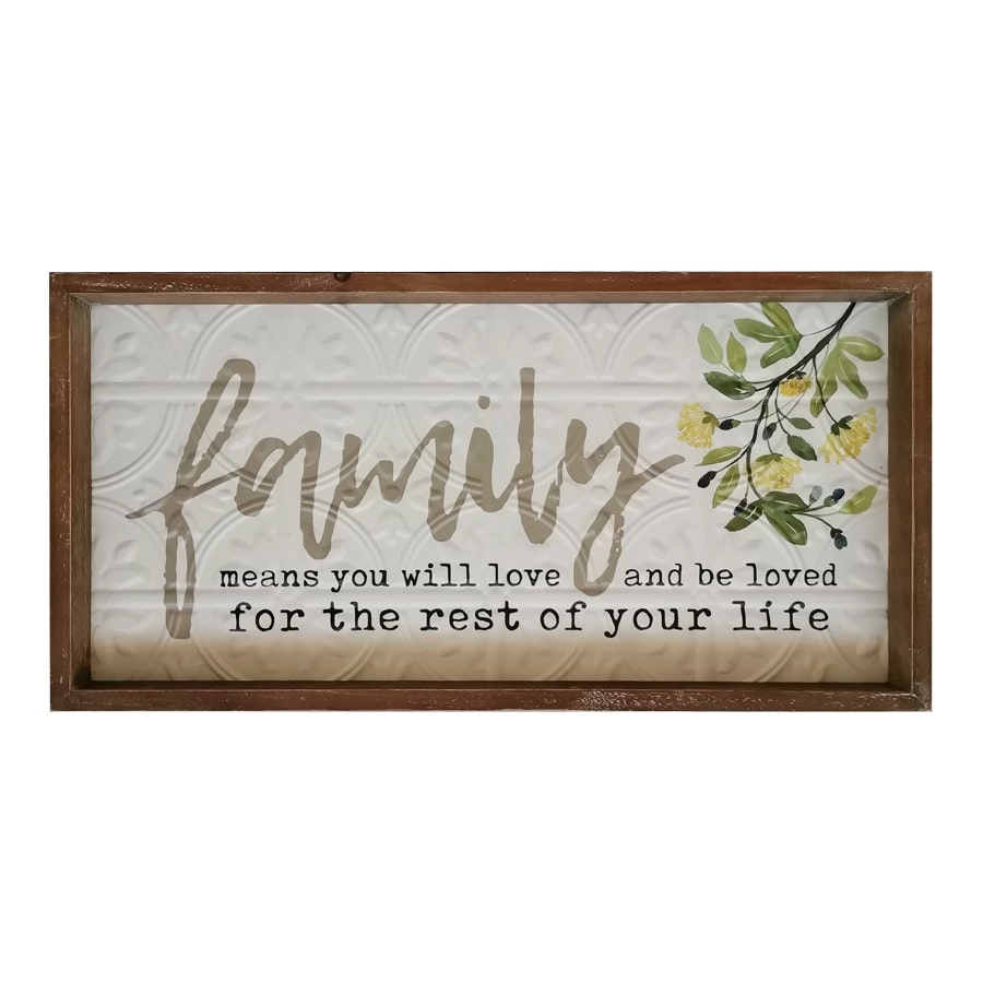 Willow & Silk Timber Framed 60cm 'Family Love' Sign Wall Art