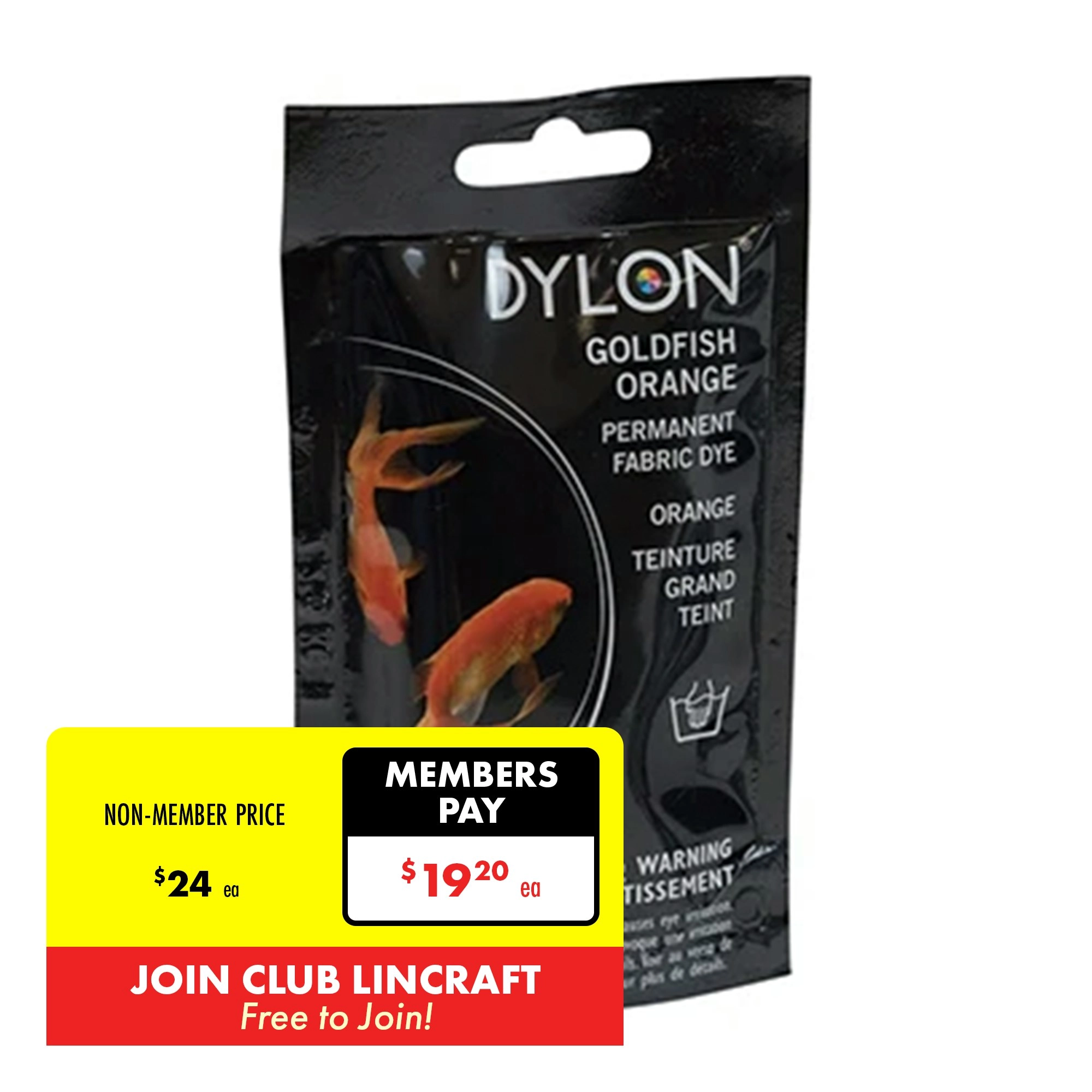 Dylon Hand Fabric Dye, Goldfish Orange- 50g