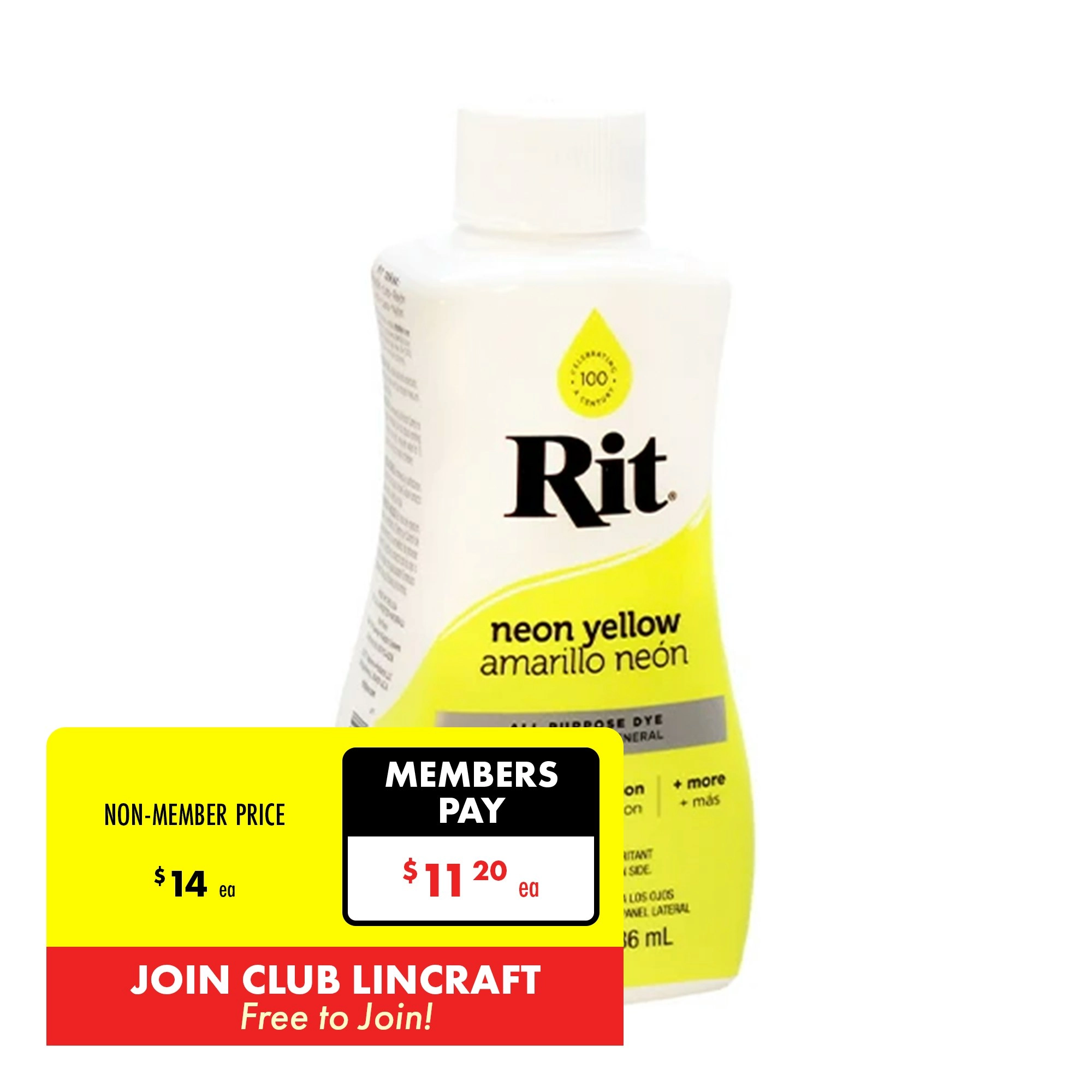 Rit Liquid Dye, Neon Yellow- 236ml