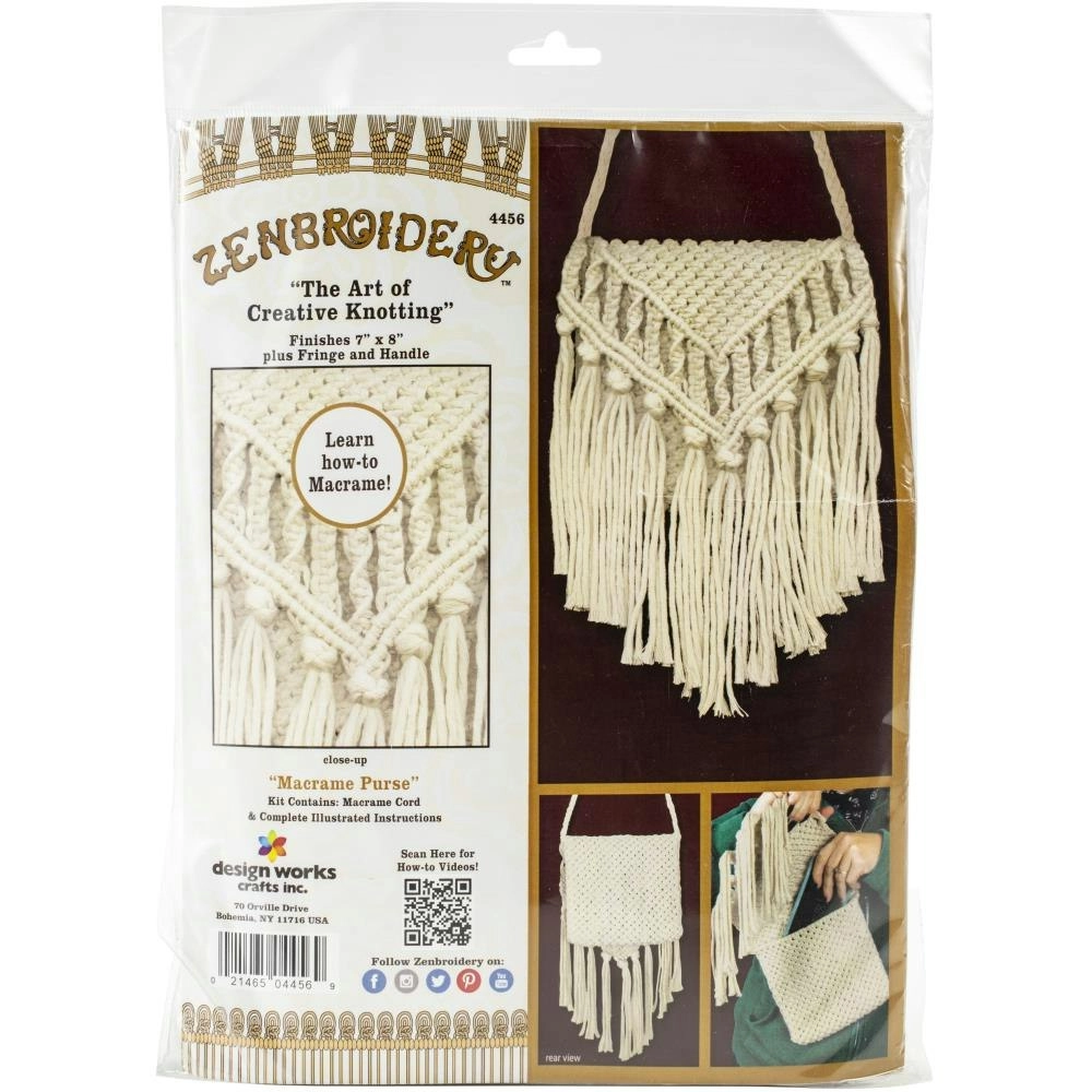 Design Works/Zenbroidery Macramé Kit, Purse- 7x- 8"