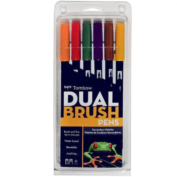 Tombow Dual Brush Pen Set, Secondary- 6pk