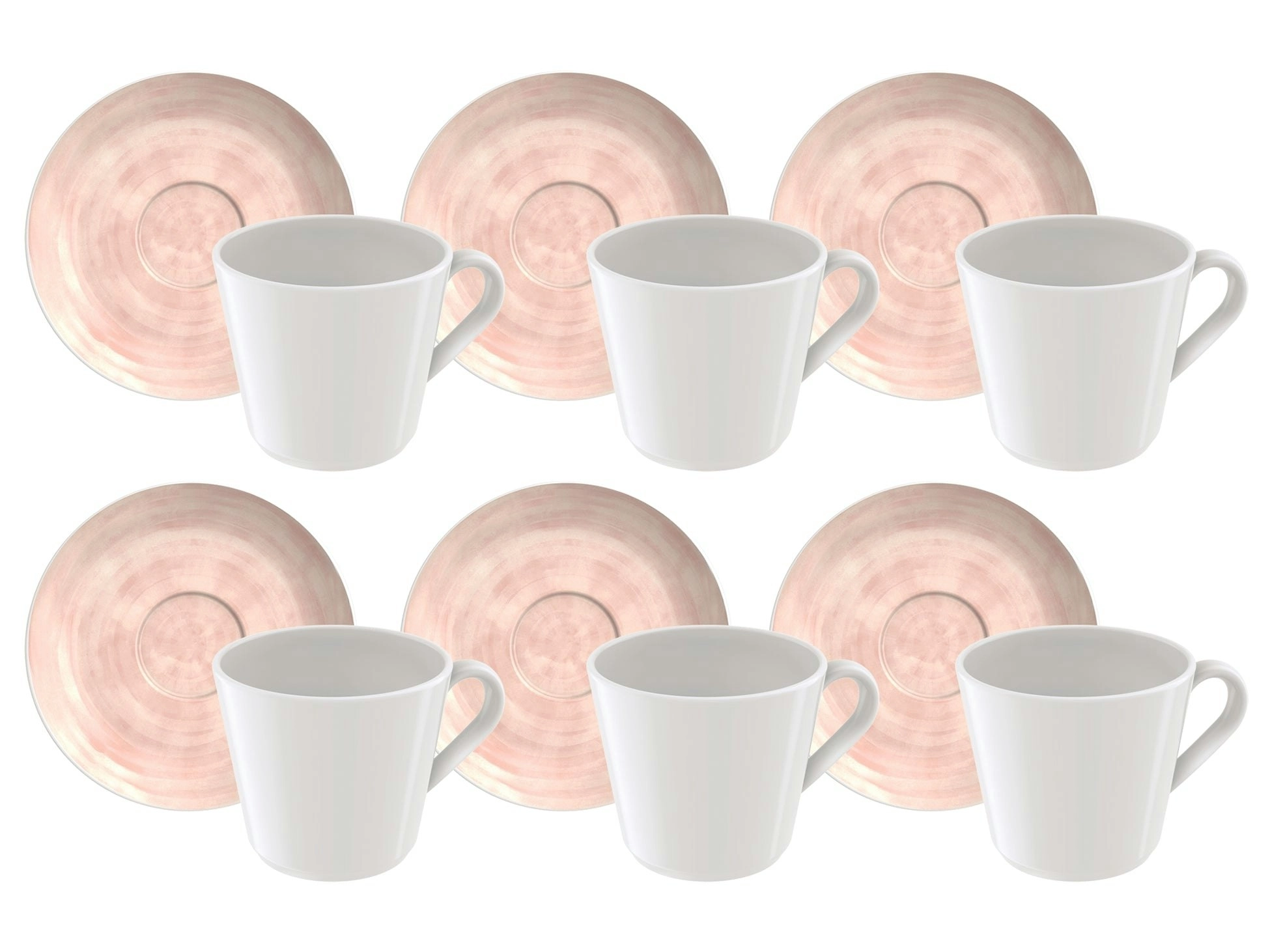 Tramontina Rose 12-Piece Set of Decorated Porcelain Tea Cups and Saucers, 200 ml