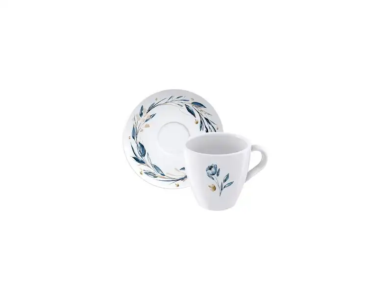 Tramontina Ana Flor 6-Piece Decorated Porcelain Cup and Saucer Set