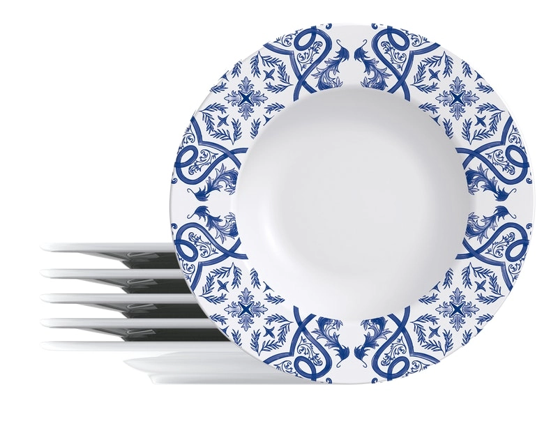 Tramontina Algarve 6-Piece Set of Decorated Porcelain Dinner Plates, 28 cm