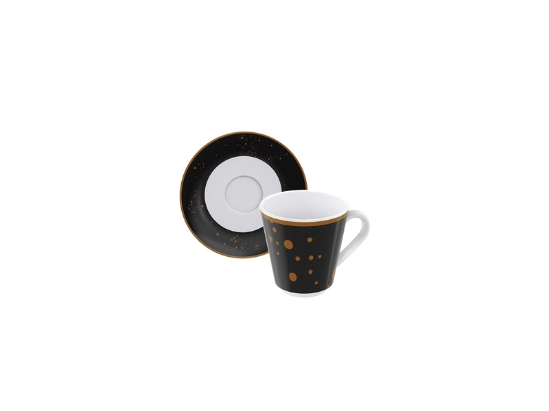 Tramontina Valentina 12-Piece Set of Decorated Porcelain Coffee Cups and Saucers, 70 ml