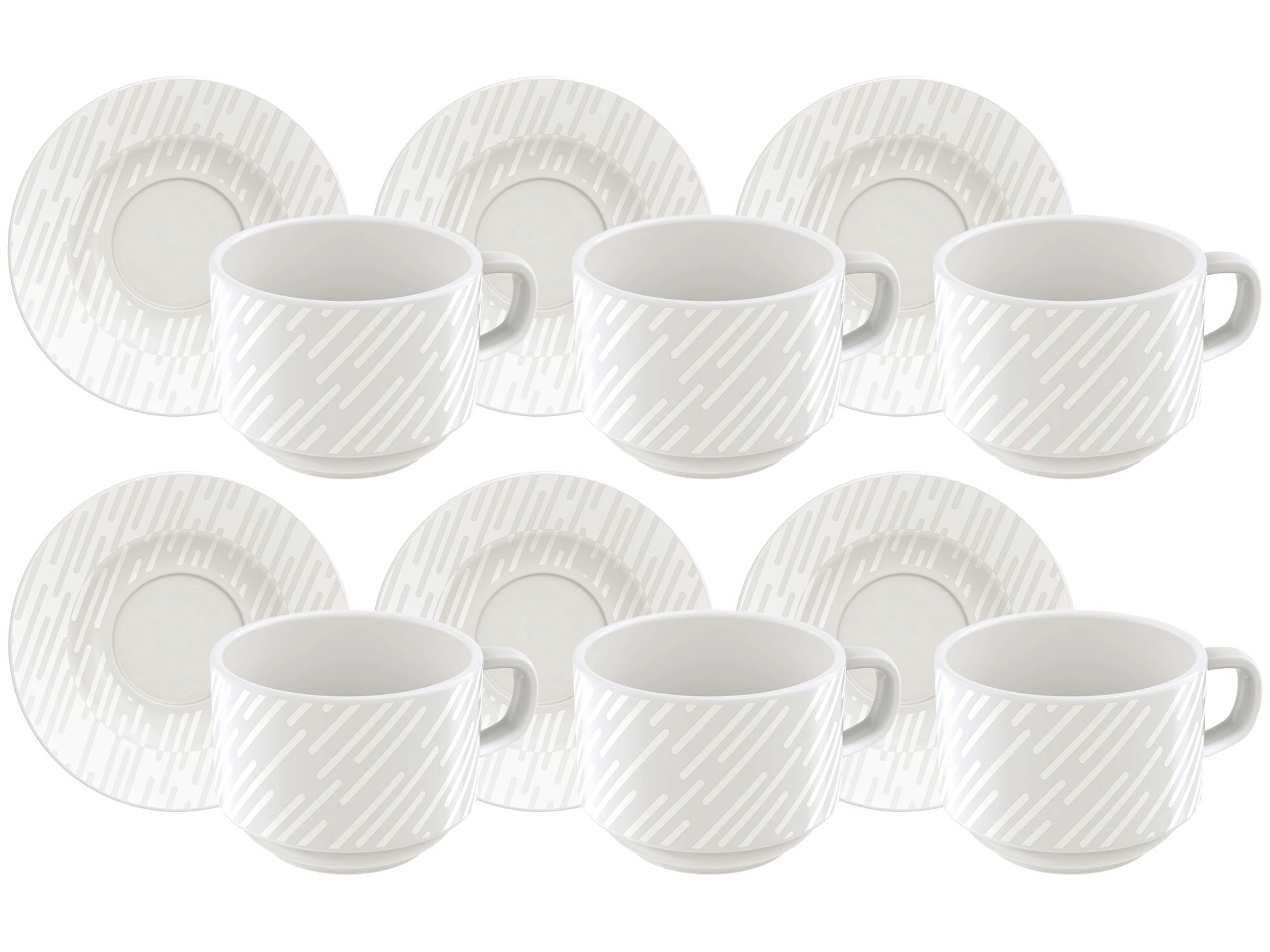 Tramontina Marie Set of Decorated Porcelain Tea Cups and Saucers