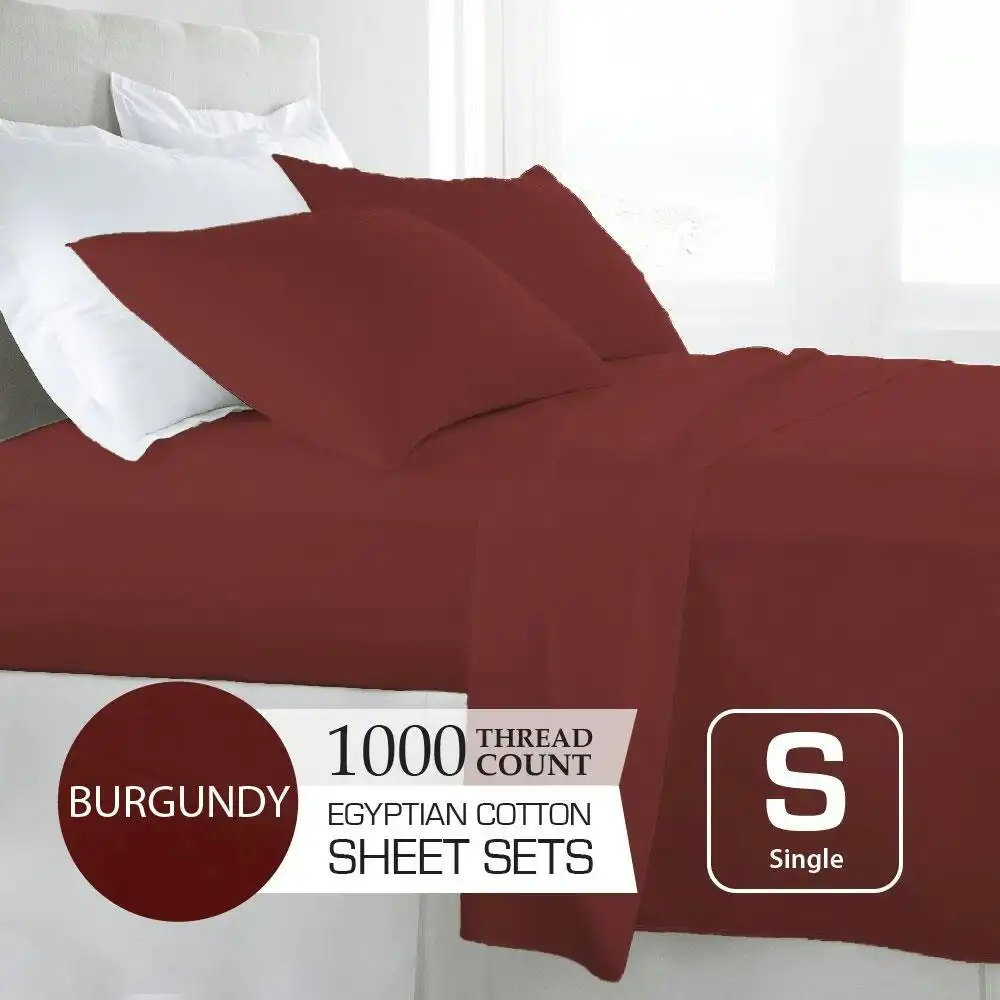 Burgundy 1000TC Egyptian Cotton Sheet Set