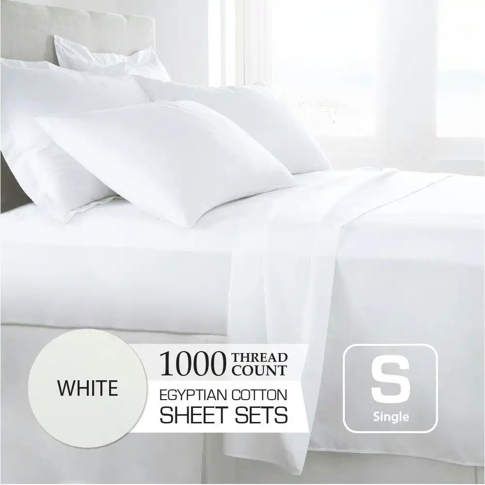 White 1000TC Egyptian Cotton Sheet Set