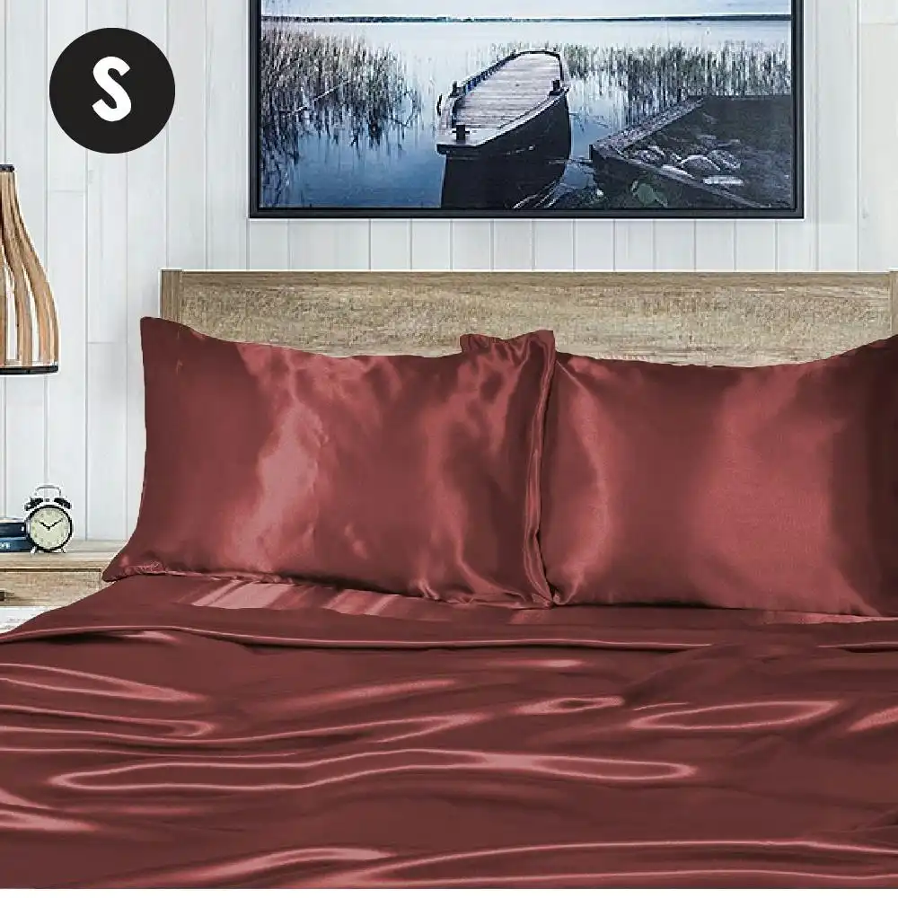 Burgundy 1000TC Silk Silky Feel Satin Sheet Set