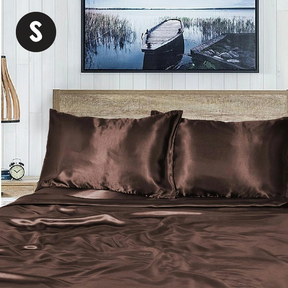 Chocolate 1000TC Silk Silky Feel Satin Sheet Set