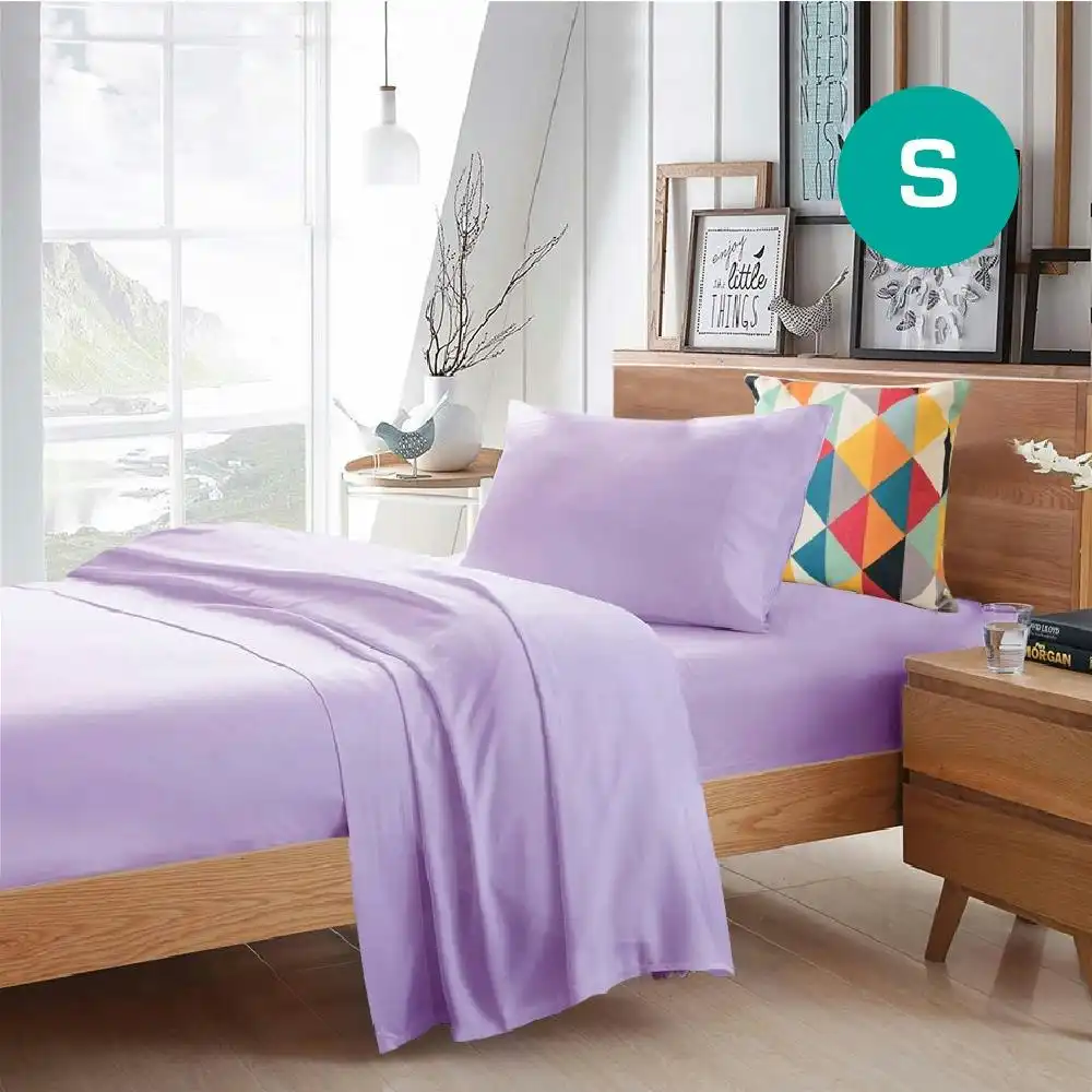 Single Size Lilac Color Poly Cotton Fitted Sheet Flat Sheet Pillowcase Sheet Set