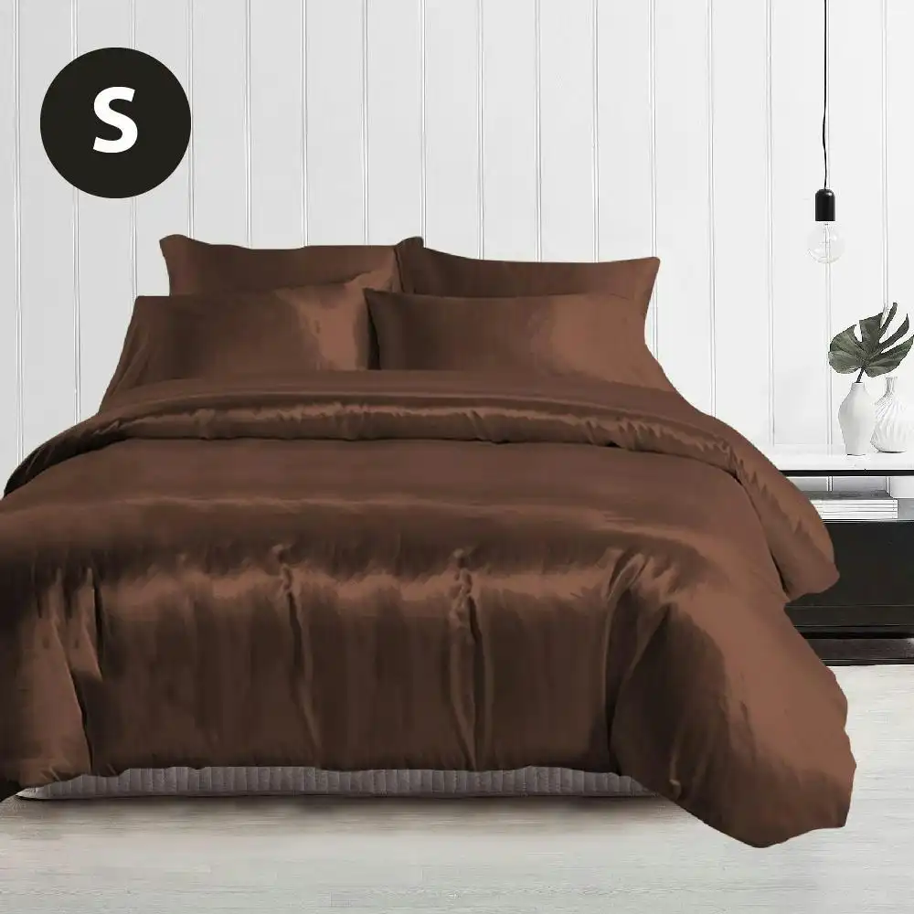 Silky Feel Quilt Cover Set-Chocolate