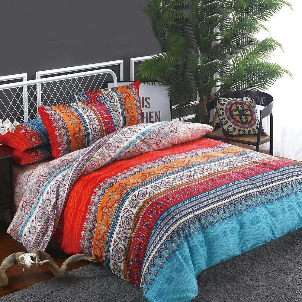 Mandala Stripe Quilt Doona Duvet Cover Set