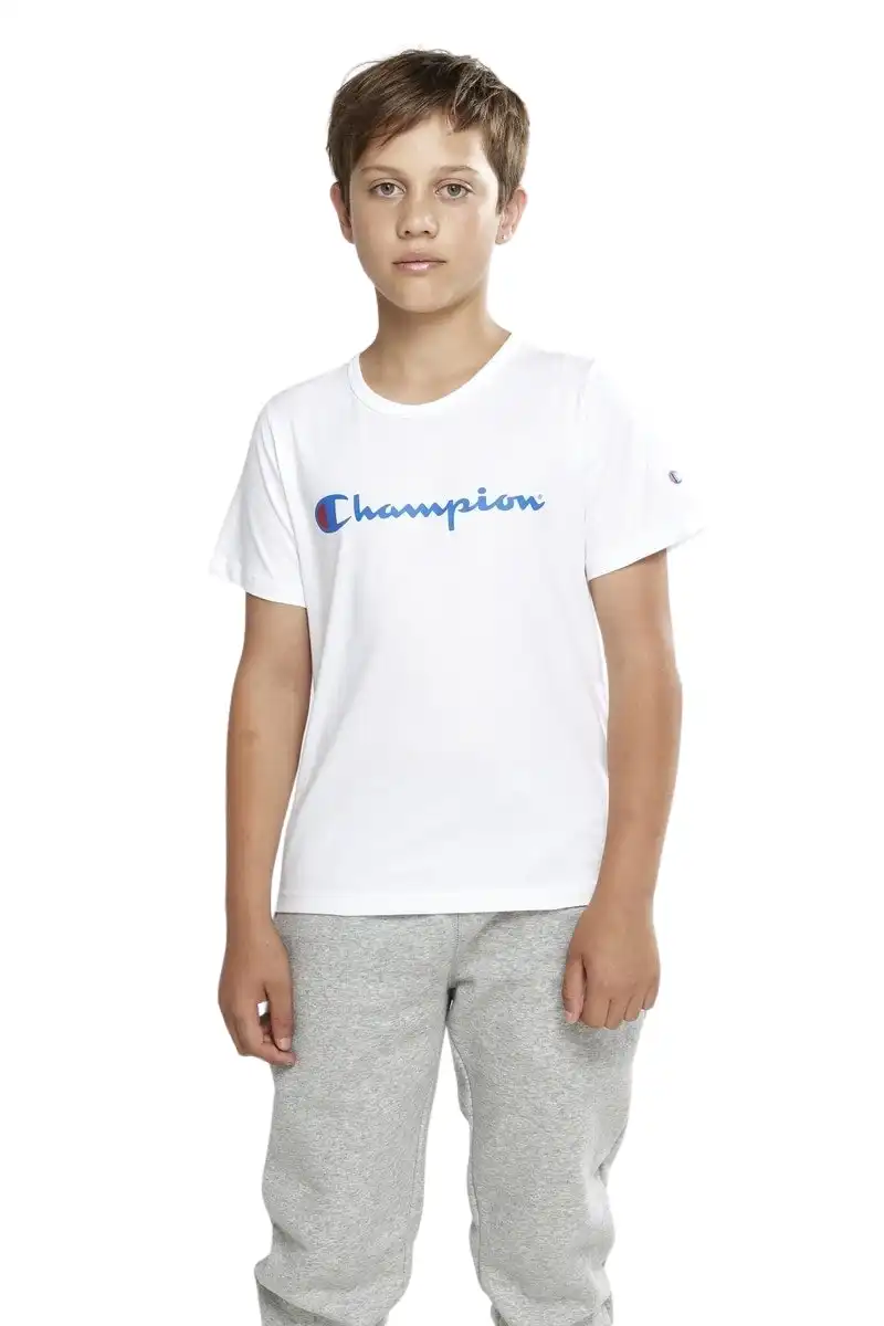 Champion | Kids Script Short Sleeve Tee (White)