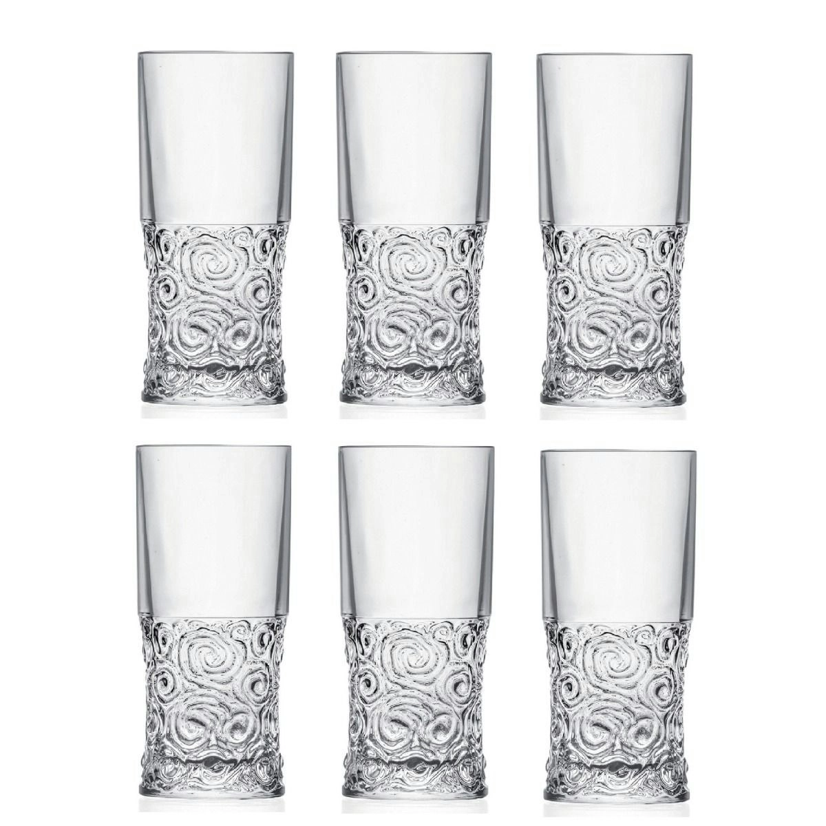 RCR MIXOLOGY SOUL HIGHBALL CRYSTAL TUMBLERS SET 6 - 350ml