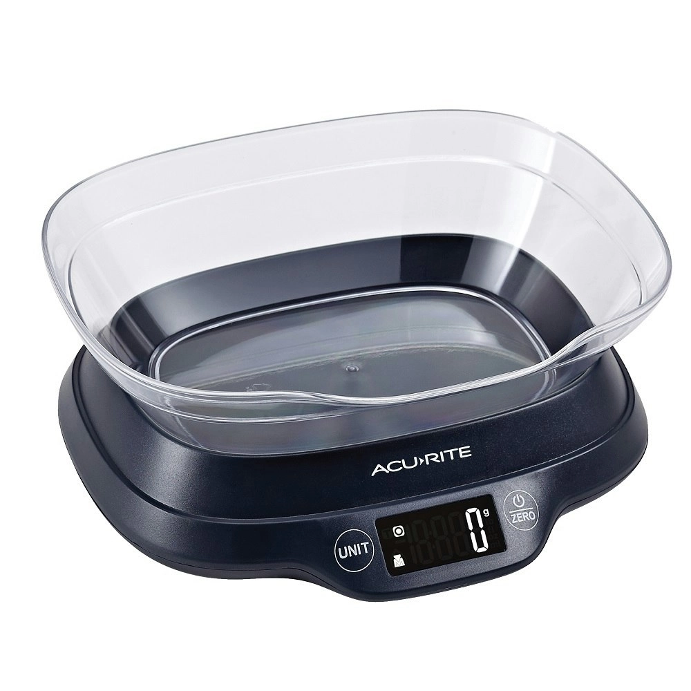 AcuRite BLACK DIGITAL SCALE WITH BOWL & BACKLIGHT 5kg