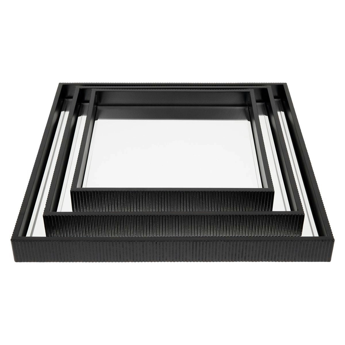 Miles Mirrored Tray Set of 3 Black