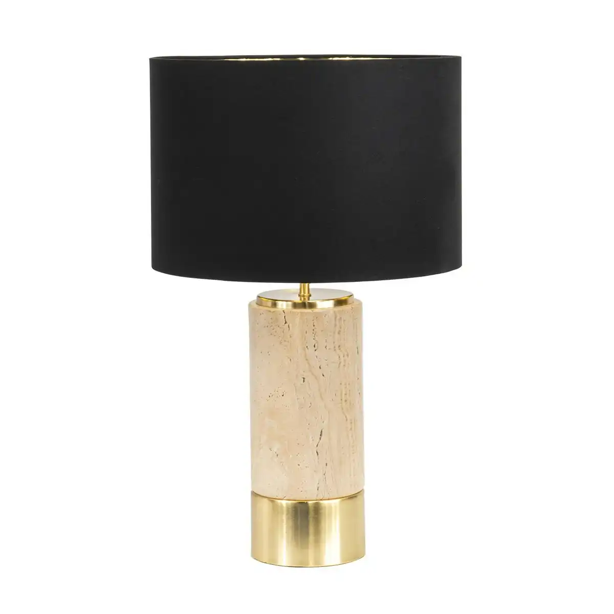 Paola Travertine Table Lamp - Black Shade