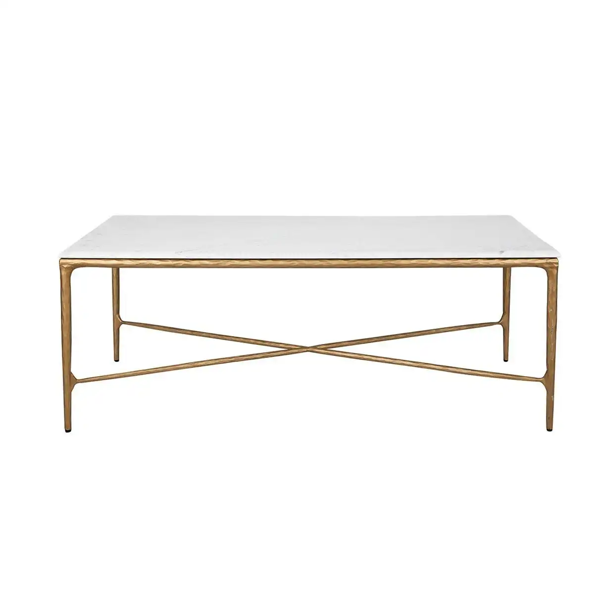 Heston Rectangle Marble Coffee Table - Brass