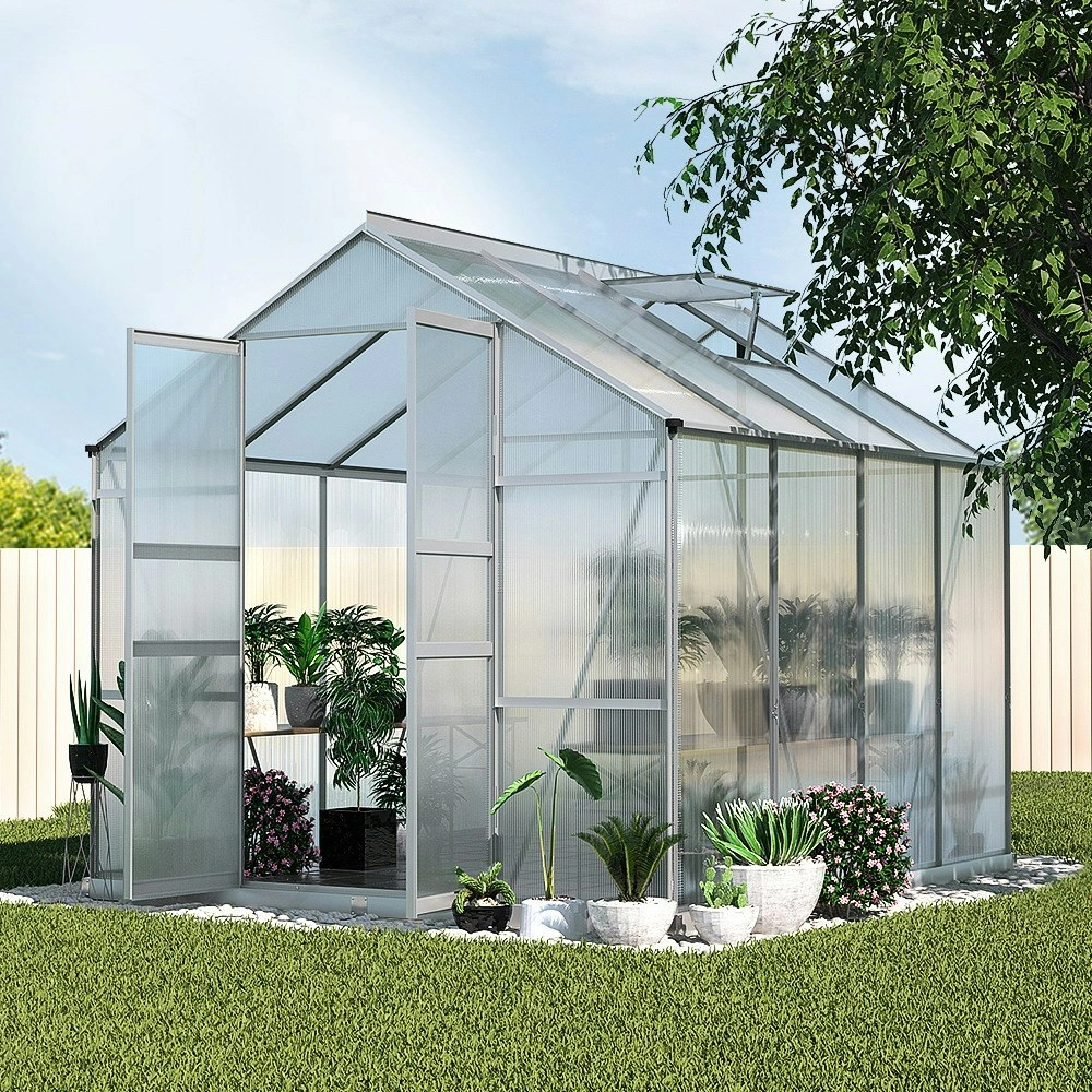 Greenfingers Aluminium Greenhouse Green House Polycarbonate Garden Shed 2.4x2.5M