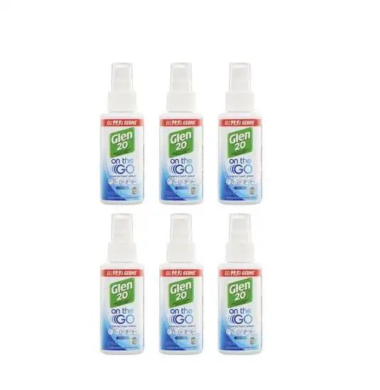 6 Pack Glen 20 On The Go Disinfectant Spray Crisp Linen 100ml