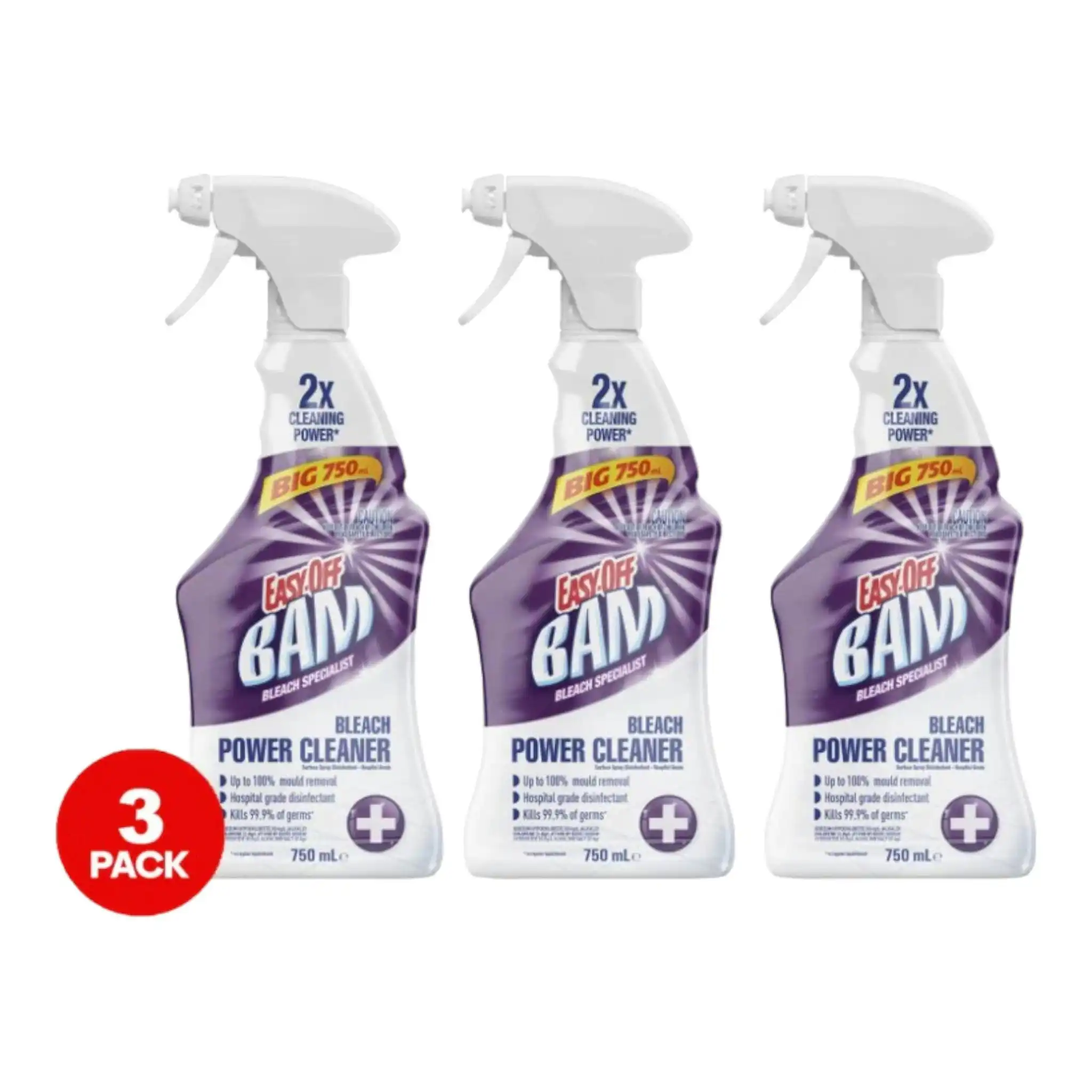 3 Pack Easy-off Bam Bathroom Bleach Trigger Spray 750ml