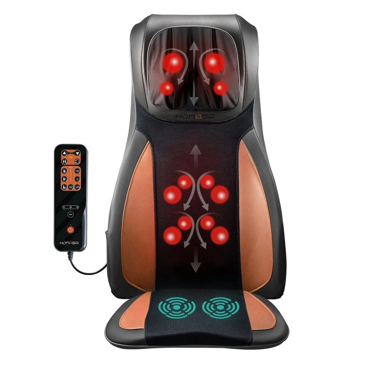 HOMASA Full Body Neck Back Massager Shiatsu Massage Chair Car Seat Cushion Orange