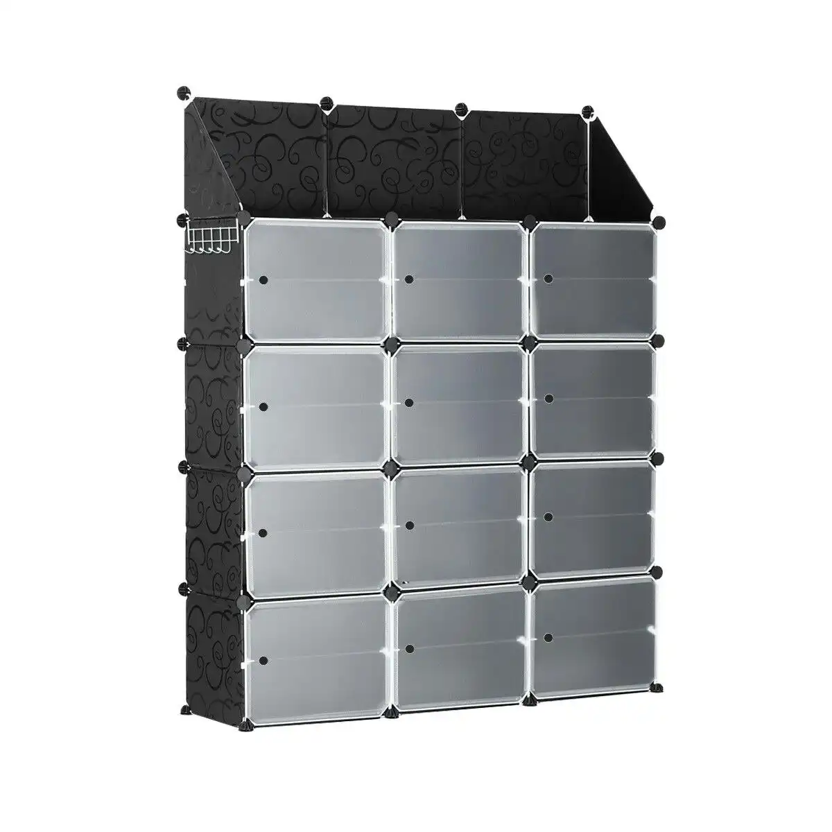 Ausway 48 Pairs Stackable Shoe Storage Box Organiser Cube DIY Shoe Cabinet Rack Shelf 24 Tier Black