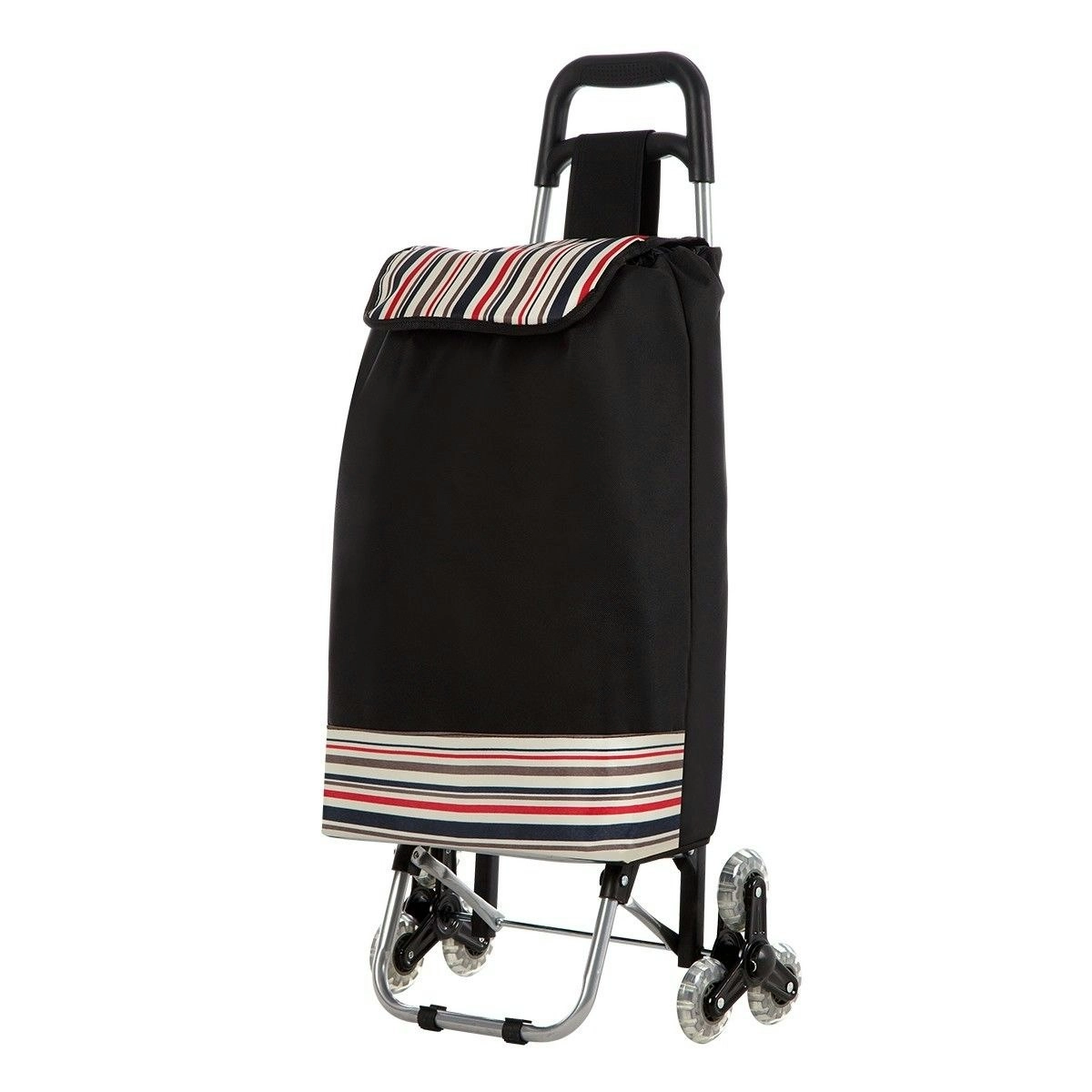 Ausway Multi Terrain Aluminium Shopping Trolley Foldable Cart Waterproof Nylon Bag Tri-Wheel Black