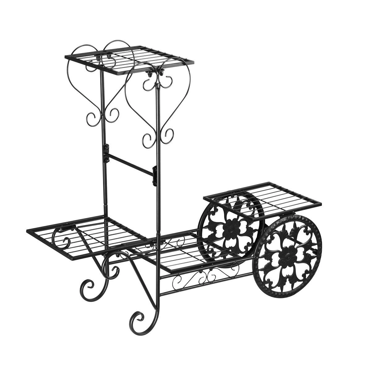 Ausway 4 Tier Metal Plant Stand Flower Plant Pot Stand Shelf Black