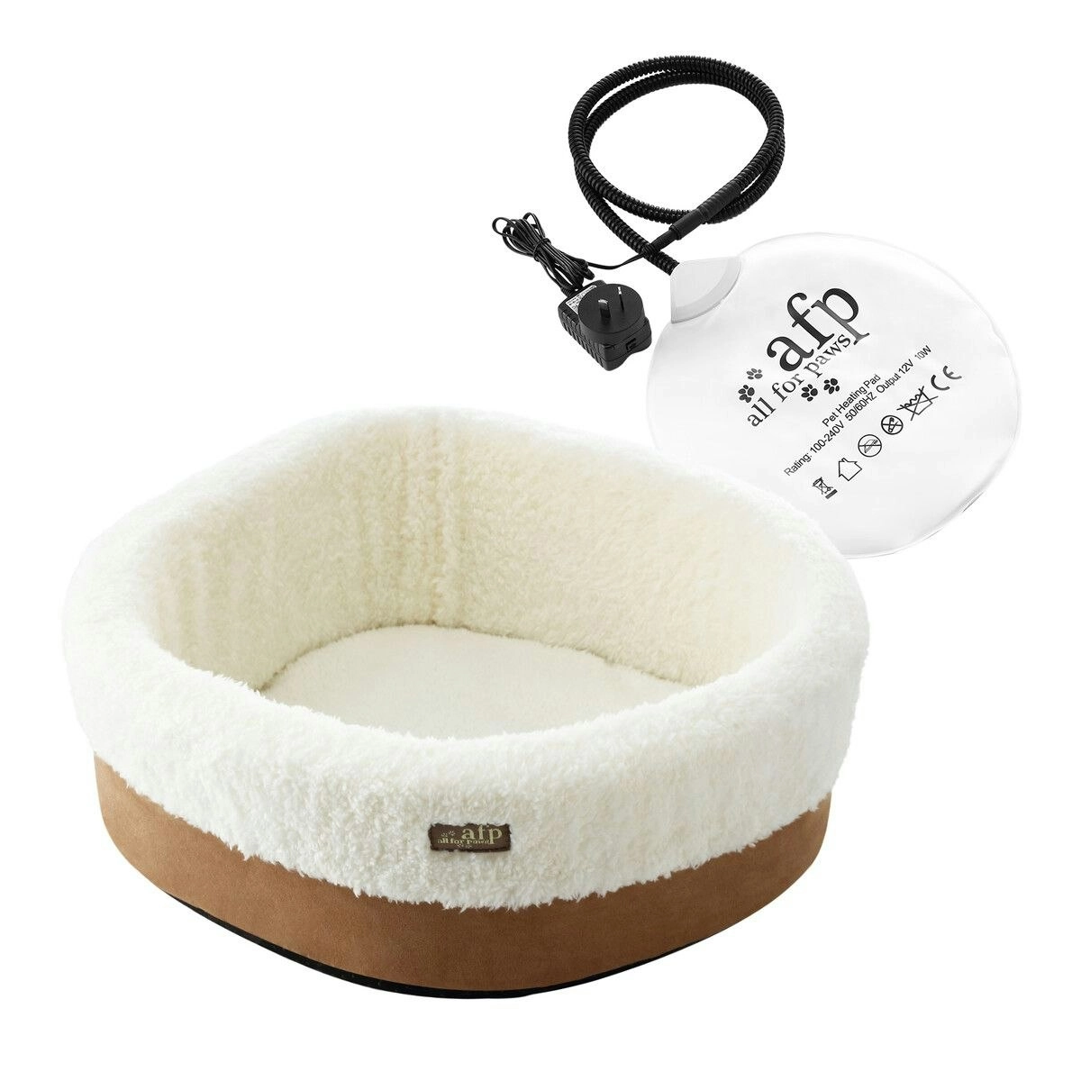 Pet Scene Heated Dog Cat Bed Pet Puppy Kitten Heater Washable Calming Heating Warmer Indoor Warming Comforting Nest 41x41x16cm