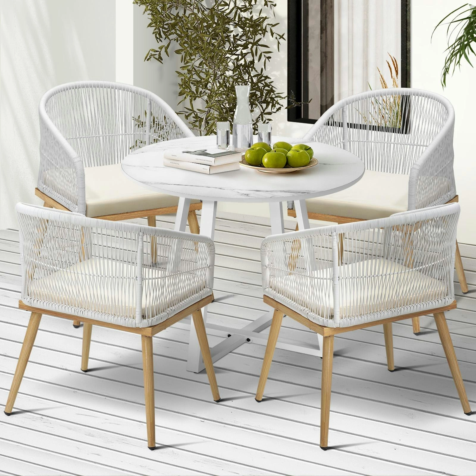 Livsip 5PCS Outdoor Dining Setting Table and Chairs Patio Furniture Bistro Set