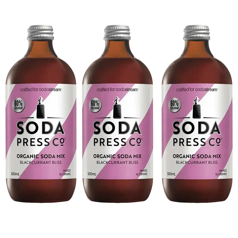 3PK Sodapress Co. Organic Blackcurrent Bliss Soda Low Sugar Syrup Flavouring