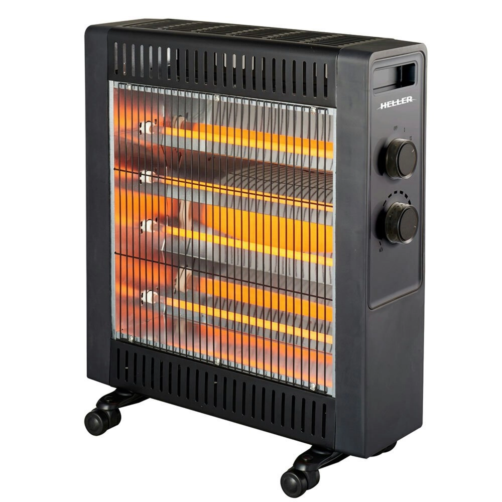 Heller 2200W Black Quartz Radiant Heater Floor w/ 2 Heating Settings/Adjustable