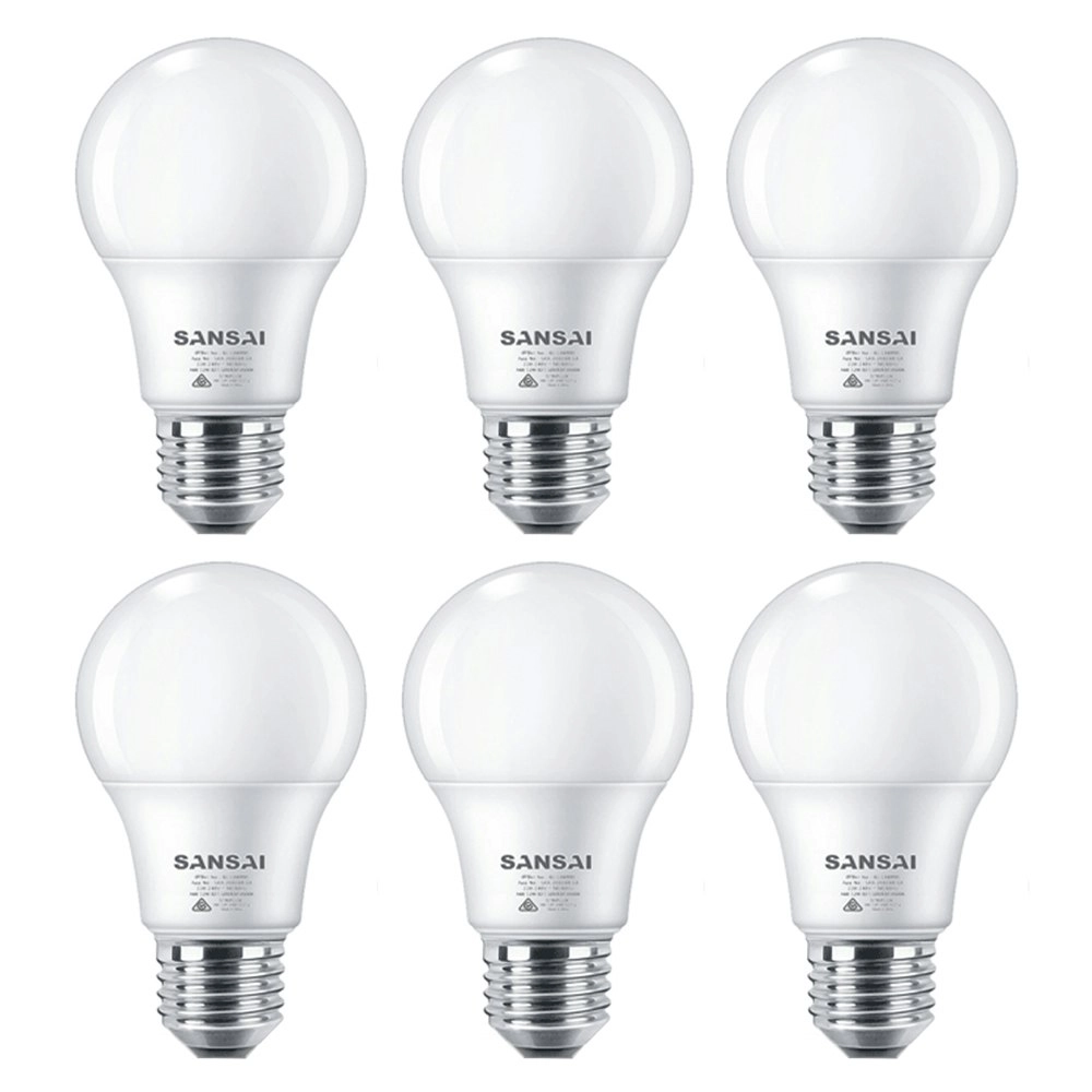 6x Sansai Home/Office LED 1050lm Screw Light Bulb A60 12W E27 Warm White 3000K