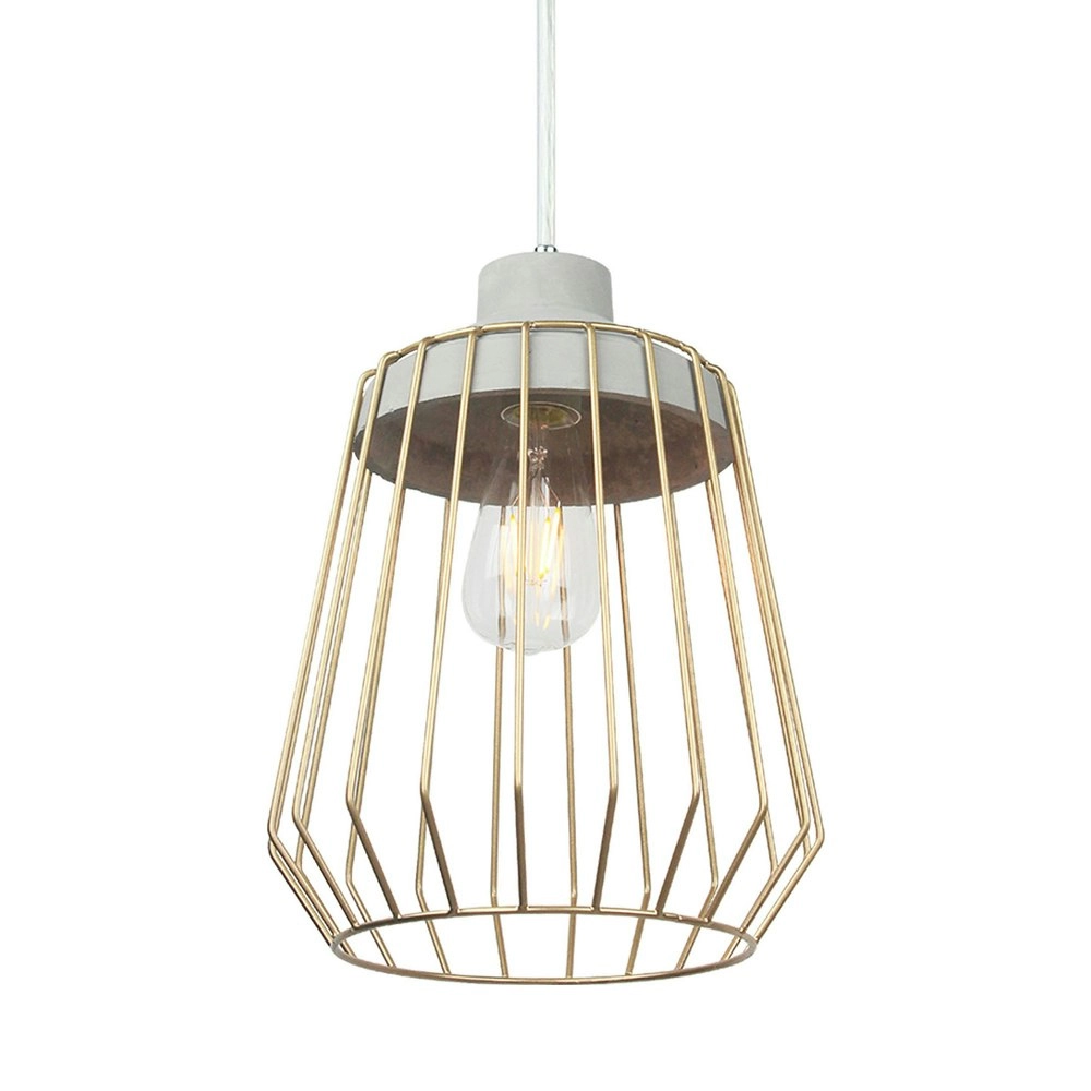 Maine & Crawford Luminite Lamp Cover 25x135cm Cage/Concrete Pendant Lab Copper