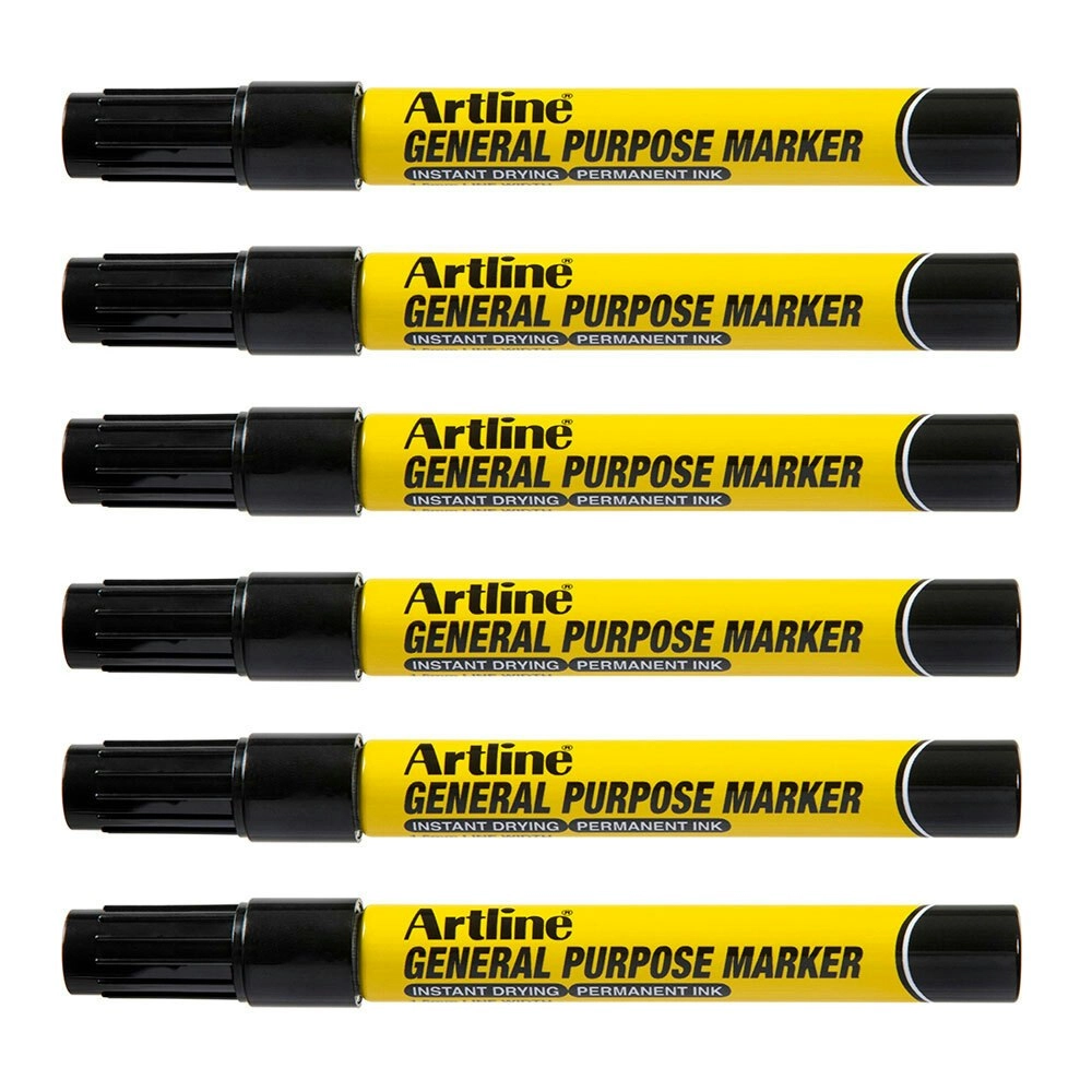 12PK Artline General Purpose Permanent Marker 1.5mm Bullet Nib - Black