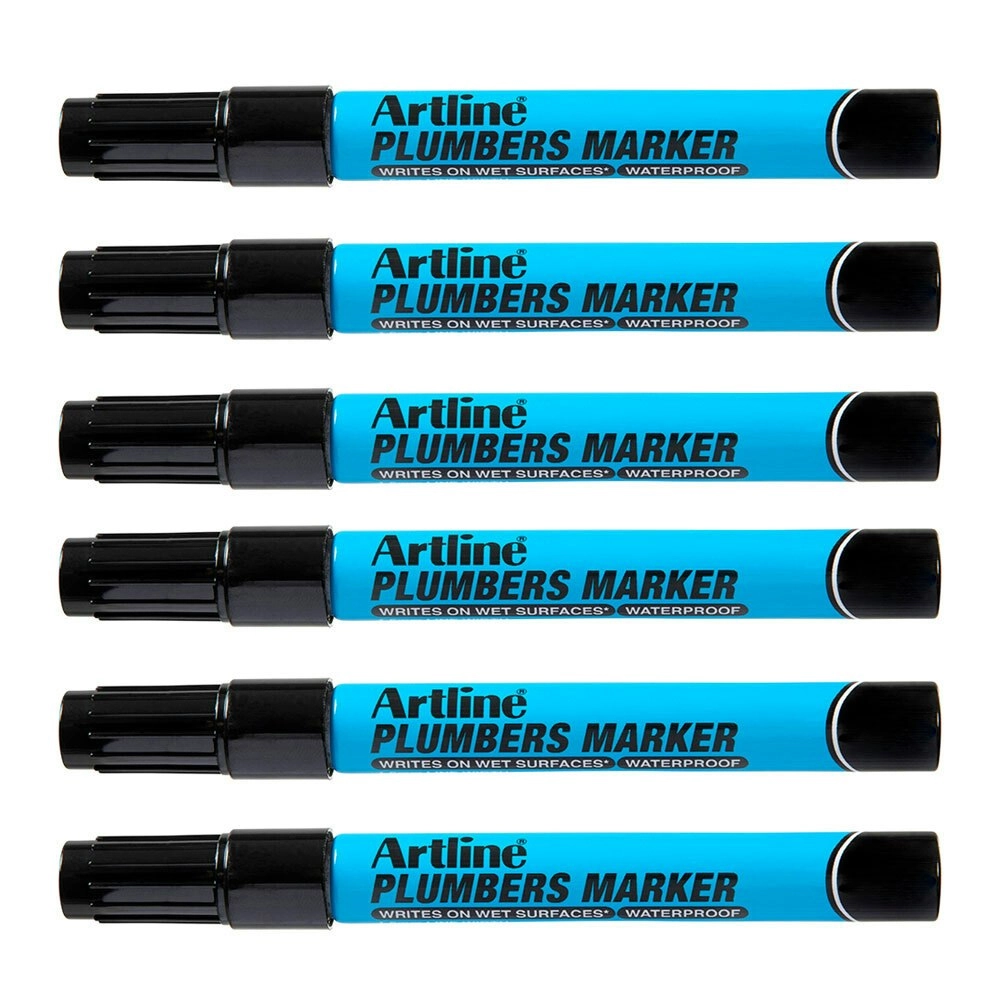 12PK Artline Plumbers Waterproof Permanent Marker - Black