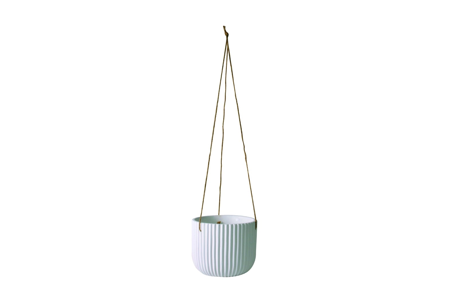 Maine and Crawford Diego Stripe 70cm Concrete String Hang Pot Home Decor White