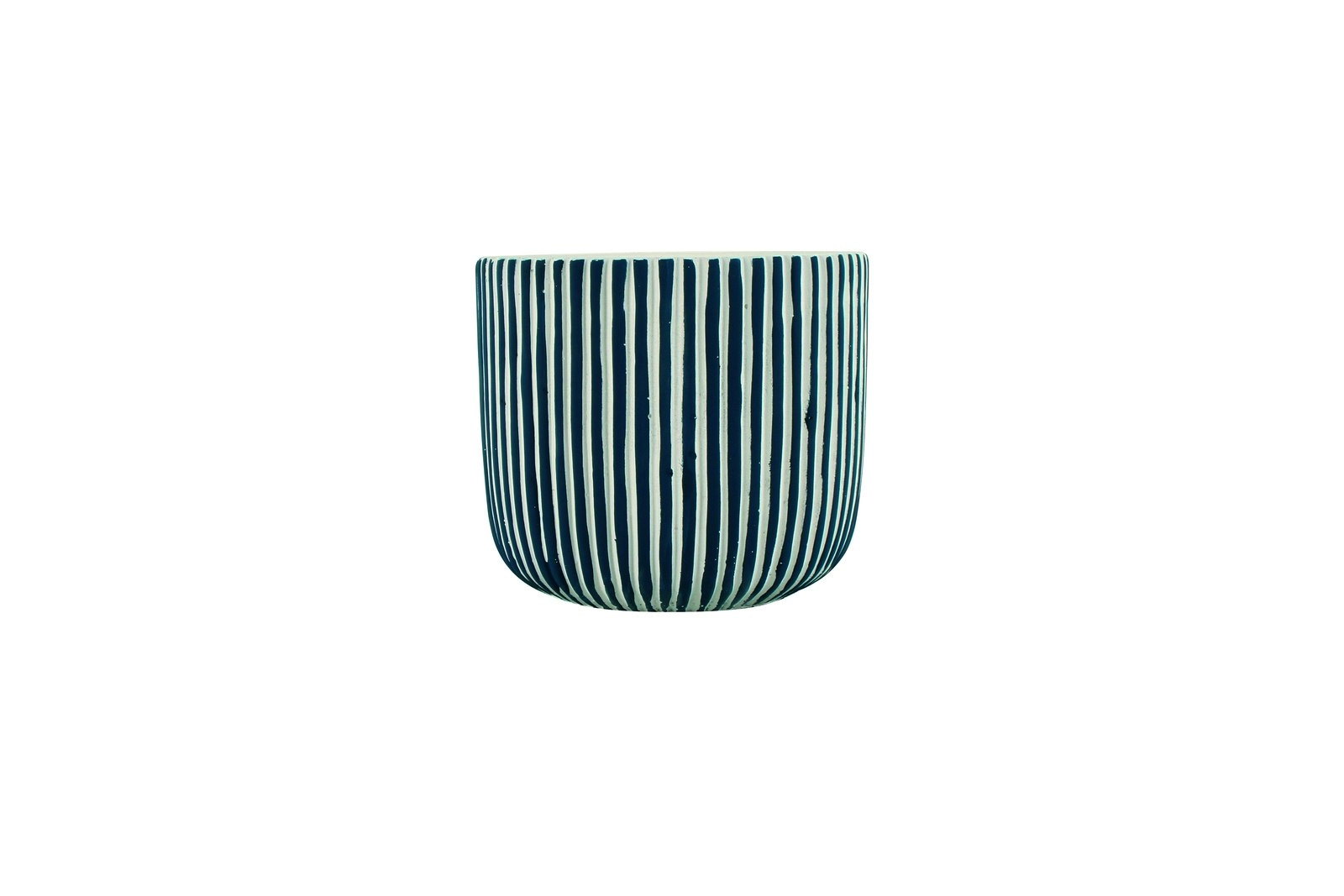 Maine and Crawford Jade Stripe 17x15cm Concrete Pot Home/Garden Decor BLU/WHT