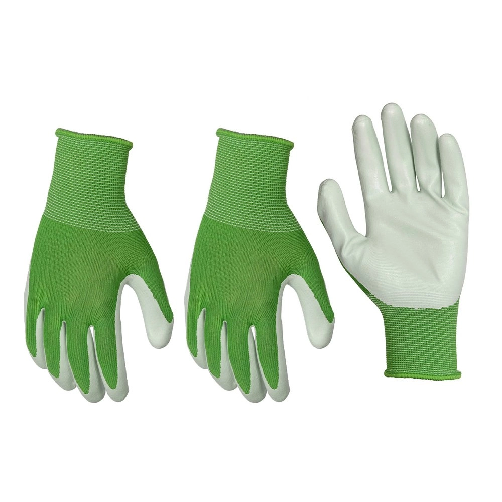 3x Pairs Soft Polyester Protective General Gardening Gloves Green Pastel Large