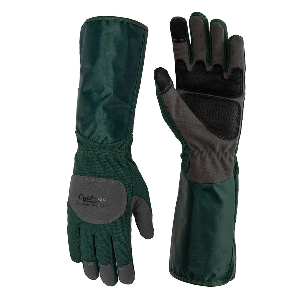 Cyclone Size Large Gauntlet Padded Pruning/Planting/Gardening Gloves Green