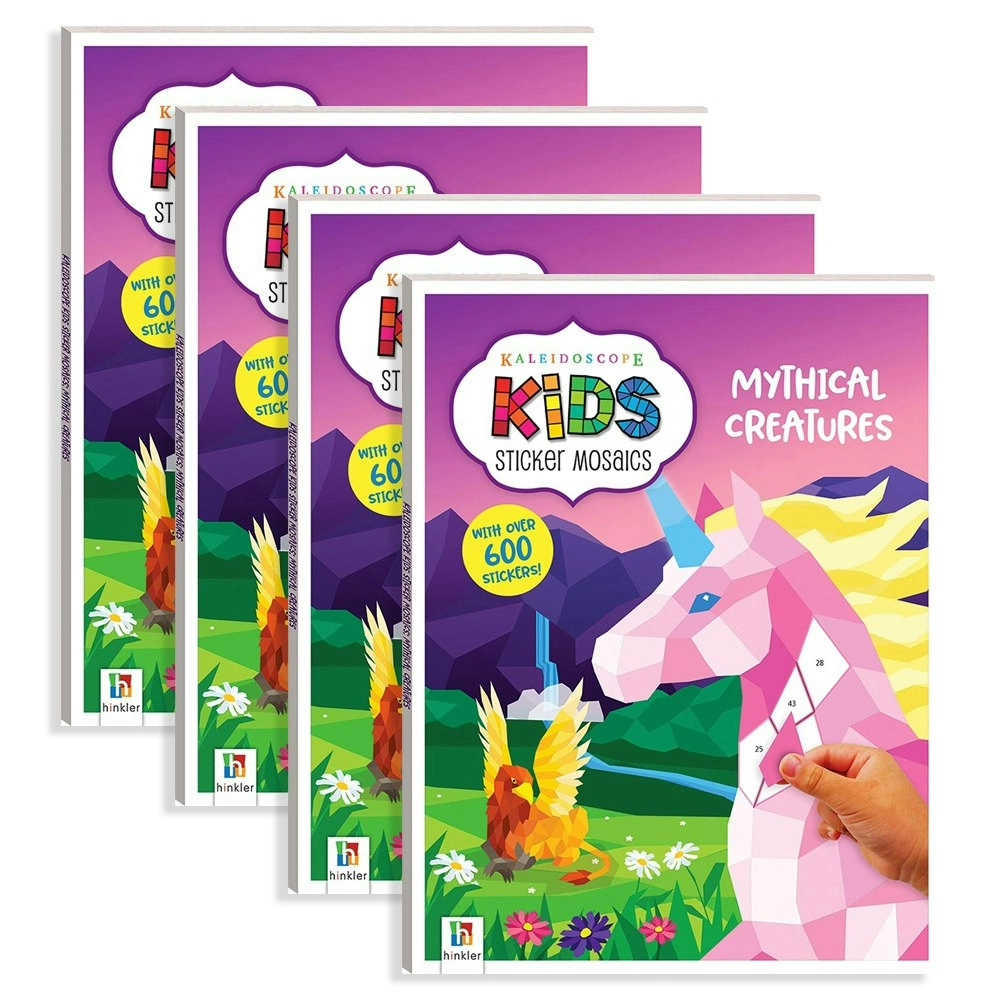 4x Kaleidoscope Kids Sticker Mosaics: Mythical Creatures Activity Book 7y+