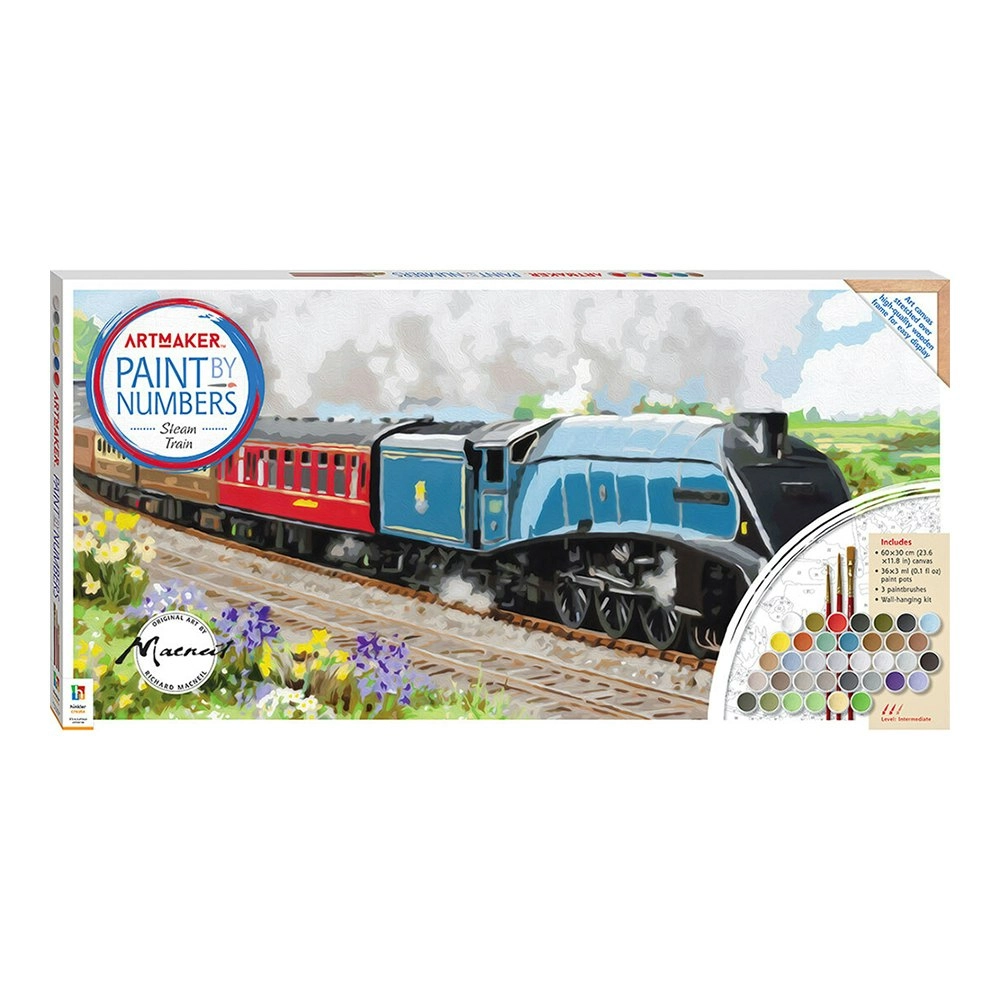 Art Maker Paint by Number Canvas Steam Train Craft Kit Art/Craft Activity