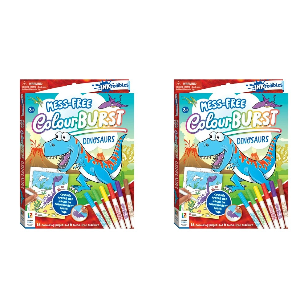 2x Inkredibles Colour Burst Dinosaurs Colouring Activity Kit Fun Mess-Free 3y+