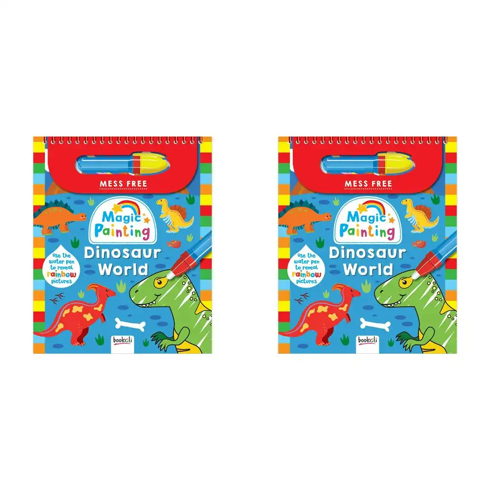 2x Bookoli Magic Painting: Dinosaur World Paint Art Book Childrens Activity