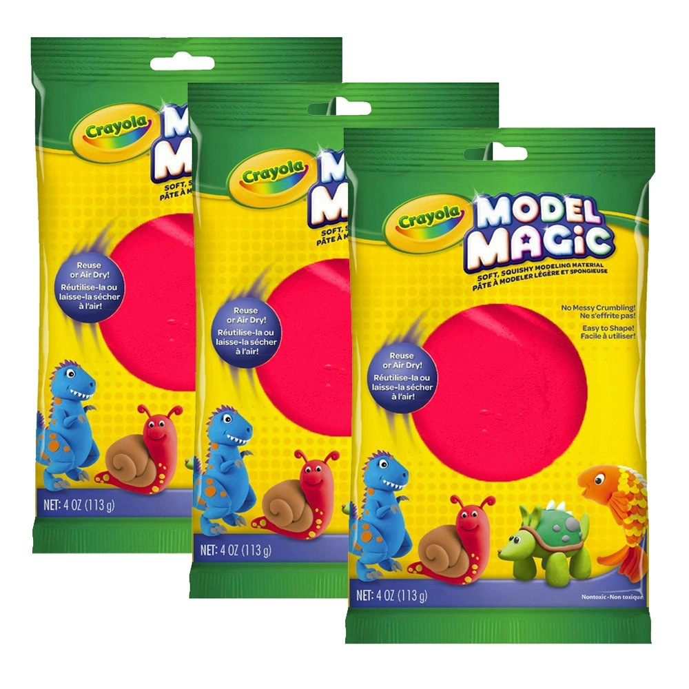 3x Crayola Childrens Creative Model Magic Squishy Modeling Material 113gms Red