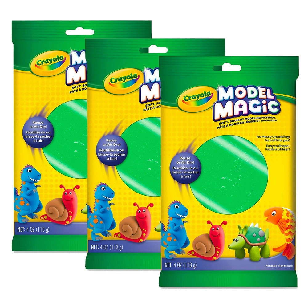 3x Crayola Childrens Creative Model Magic Squishy Modeling Material 113gms GRN